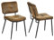 MEUBLE COSY Esszimmerstühle 2er Set Küchenstühle Vintage Wohnzimmerstuhl Polsterstuhl mit Rückenlehne Sitzfläche aus Wildleder Metallbeine, Retro, Braun, 54x45x82cm