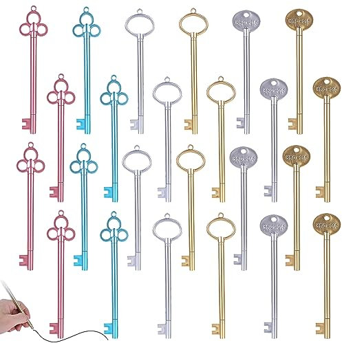Molbory 24 Stück Gelschreiber Niedliche, Gel-Tintenroller Schlüssel Form, 0.38mm Key Shape Kreative Gelschreiber, 6 Styles Kreativer Gel-Stift, schwarze Gel Pen für Schüler, Bürobedarf, Schulmaterial