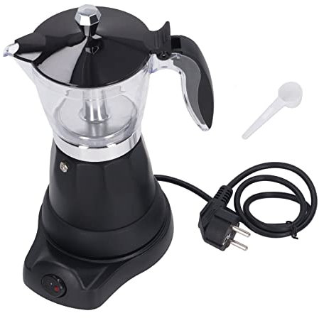 Cafetera de 300mL con Filtro y Asa, Máquina de Café Italiana Portátil de Aluminio Transparente Superior para El Hogar y la Oficina(220-240V)