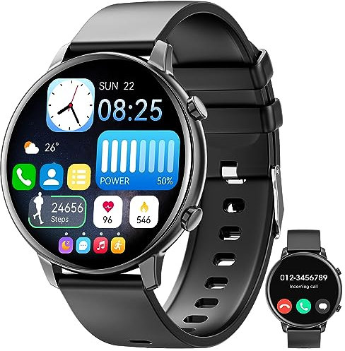 Hwagol Smartwatch Uomo Donna, Round Waterproof Fitness Tracker 140+ modalità Sportive Orologio Smartwatch con Contapassi/Cardiofrequenzimetro/SpO2/Cronometro per Android iOS