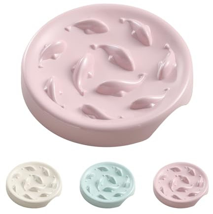Gamelle Anti Glouton Chat Mélamine - Gamelle Labyrinthe Antidérapant pour Alimentation Lente - Bol Ludique Anti-Vomissement pour Petit Chat - Rose