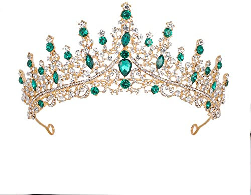 Hochzeit Braut Kristall Tiara Strasssteine Mädchen Haar Krone Prinzessin Stirnband Krone Haarschmuck für Hochzeit Verlobung Geburtstag Party Schönheitswettbewerb Bühnenauftritte,Grün