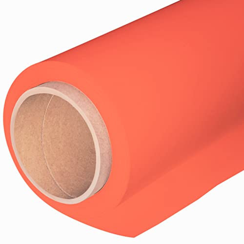 HUAMEIZOOM Seamless Photography Background Paper Roll, Orange Photo Paper Backdrop for Photography, Video and Streaming (53''x16 'Bright Orange)