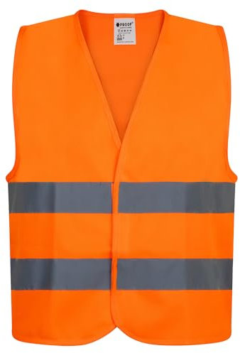 PROOF COMFORT & SAFETY Warnweste Auto Reflektorweste Leuchtweste Fahrrad Fahrradweste Reflektierend Sicherheitsweste Reflektierende Weste Unfallweste Pannenhilfe 1 Stück Leuchtend Orange L