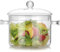 1400ml Glas Topf, Glastopf mit Deckel zum Kochen, Hochtemperaturbeständiger Transparenter Glaspfanne mit Doppelgriff Glassuppentopf für Gemüse, Suppe, Nudel