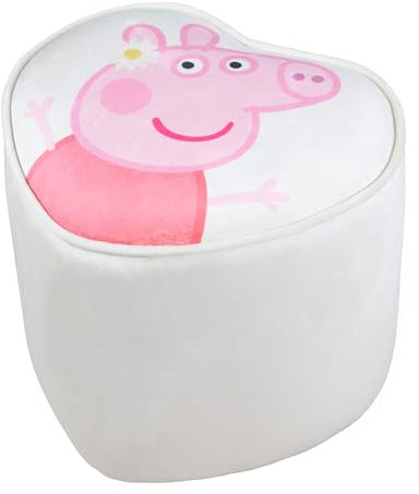 roba Pouf Coeur en Velours pour Chambre Enfant Peppa Pig - Tabouret Solide et Doux - Assise Stable dès 18 Mois - Facile à Nettoyer - Beige / Motif Truie Souriante