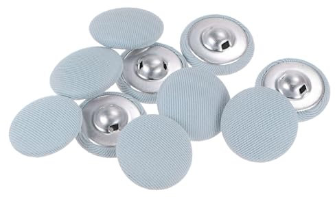 QUARKZMAN 10 Stück Knöpfe mit Stoffüberzug 21mm Runder Metallschaft Ösen Stoffknöpfe mit Stoff bezogen Nähknöpfe Vintage Ösenknöpfe für Anzüge Kleider Blusen Bastel DIY, hellblau