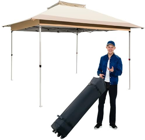 TANGZON 360 CM x 360 CM Pop Up Gazebo Tent, Outdoor 3-Level Height Adjustable Event Shelter with Vented Top & Carry Bag, Heavy-Duty Marquee Party Tent for Garden Patio Backyard (without Mesh Netting)