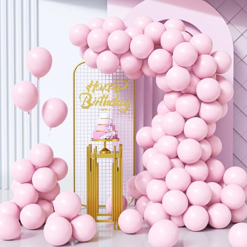 Unisun Palloncini Rosa Pastello, 100Pezzi 10Pollici Macaron Rosa Palloncino Ragazza Donne Bambino Rivelazione Genere Baby Shower Battesimo Compleanno Matrimonio Anniversario Laurea Decorazione