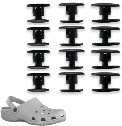 12 Pieces Plastic Rivets, Screw Rivet Button Charm Retainer Rivet Clips, Push in Screw Rivets Fastener for Shoes, Replacement Fastener Button for Any Shoes with Holes, Boots Accessories (Black)