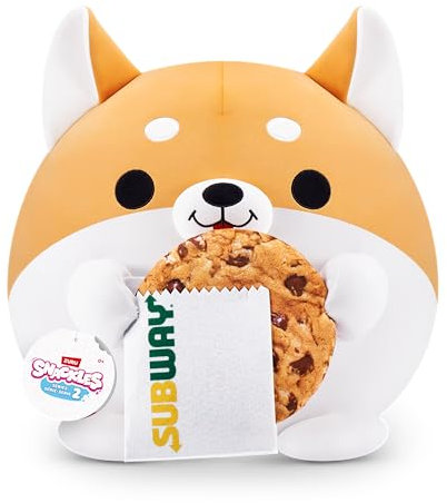 Snackles Serie 2 35 cm ZURU Kuschelig-weiches, beruhigendes, 35 cm großes Plüschspielzeug mit lizenziertem Snackmarken-Accessoire (Shaun), Subway Corgi