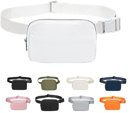 JENCVNL Bauchtasche Damen Gürteltasche Herren, Nylon Hüfttaschen Mode Brustbeutel Umhängetasche Crossbody Bag mit verstellbarem Riemen für Laufen Wandern Training Reisen (Weiß)
