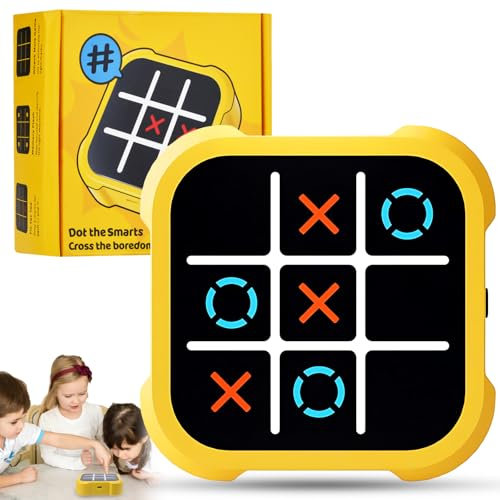 Elektronisch Tic-Tac-Toe Bolt Spiel, 3-In-1-Puzzlespielkonsole, Zappelspielzeug-Brettspiele, Elektronisches Digitales Tic-Tac Toe-Spiel, Brettspiel Familietragbare Reisespiele FüR Bildung (Gelb)