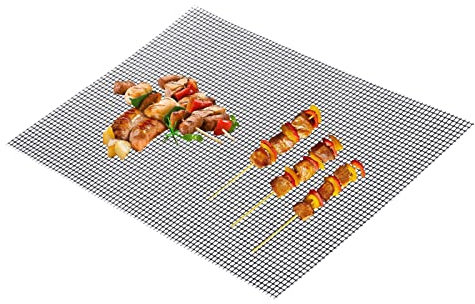 Duroecsain Grillmatte aus Netzgewebe – antihaftbeschichtetes Grillblech | Robuste und wiederverwendbare hitzebeständige Grillmatte, 33 x 33 cm, leicht zu reinigen, funktioniert