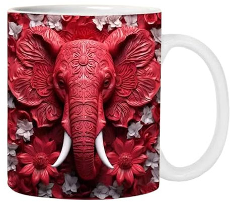 Elephant Coffee Mug | 350ml Ceramic Coffee Cup,Ceramic Travel Mug with Handle for- Whiskey, Juice, Soup, Wine, Beer