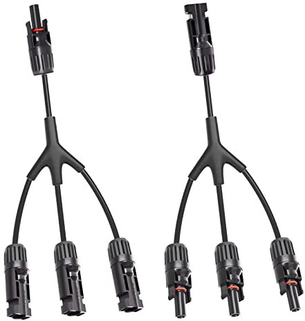Cleqee Conectores solares Y Branch Adaptador paralelo para panel 1 par de 1 a 3 cables divisores, kit de herramientas de enchufe de alambre para panel solar