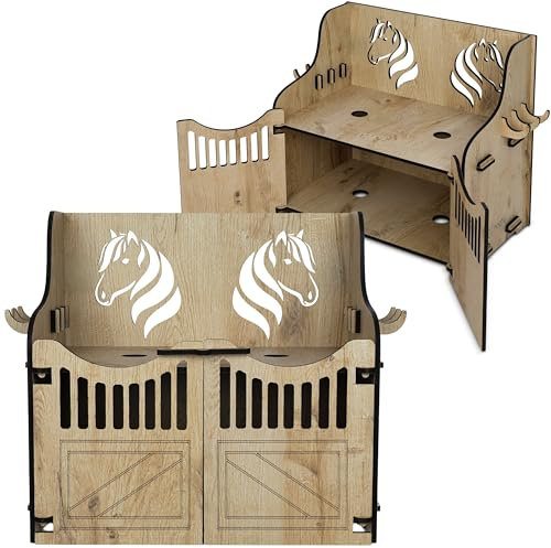 Hoofly® Hobby Horse Stall Wandhalterung – Halterung für 2 Steckenpferde | Hobby Horsing Pferdestall mit Türen, Haken & Stecksystem | Wandmontage mit Schrauben & Dübel – Designed in Germany