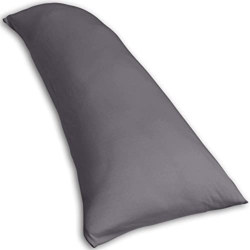 Traumreiter Seitenschläferkissen mit Bezug Baumwolle Graphit Grau, orthopädisches Memory Foam Kissen Visco XL für Big Sizes extra breit 140x50 Lagerungskissen Erwachsene, Seitenschläfer Body Pillow