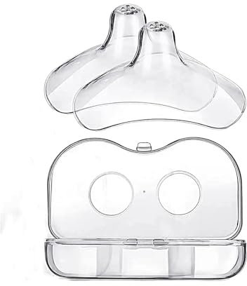 S&L [2pcs/Set] Contact Nipple Shields for Breastfeeding with Case, Ultra Thin Silicone Nursing Breast Milk Feeding Protector, Latch Support for Inverted Nipples (3-Wing, Large 24mm)