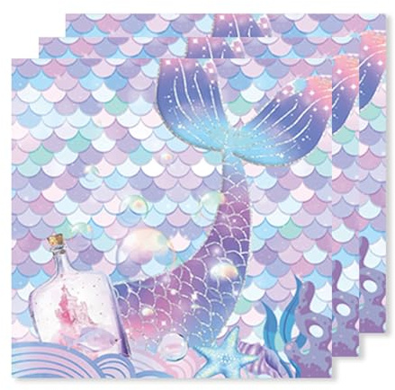 ParPix 20 Servietten Deko Kindergeburtstag Meerjungfrau Lila 33x33cm Papierservietten für Kindergeburtstag Deko Geburtstag