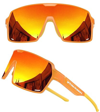 grinderPUNCH Polarisierte Sport-Sonnenbrille für Herren und Damen – Leichte Sonnenbrille mit UV-Schutz für Schnee, Wandern, Radfahren, Laufen und Angeln (Orange)