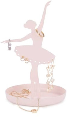 Balvi Porte-bagues Ballerina Couleur Rose Porte-Bijoux Silhouette Ballerine Métal