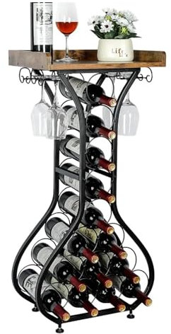 huanglyc-232 Weinregal Weinregal, freistehender Boden, Stehtisch, Weinhalter, Ständer, Schnapsschrank, Glashalter Flaschenregal