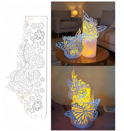 Sredwtk Schmetterlinge Blumen Laternen Stanzschablonen Weihnachten Laterne Metall Prägeschablonen Stanzformen Schneiden für DIY Karte Sammelalbum Scrapbooking Fotoalbum Deko (A)