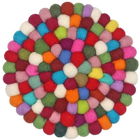 Topfuntersetzer Filz, Filzkugel Untersetzer, Filzuntersetzer Rund 20cm, Filz Untersetzer, Bunter Runder Untersetzers, Untersetzerfilzkugeln, Filzuntersetzer Bunt für Tassen, Töpfe, Pfannen und Tassen
