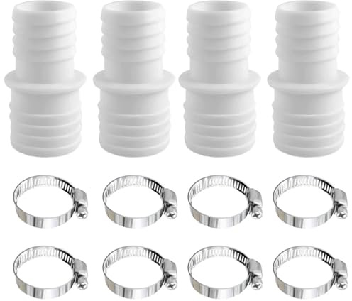 UQTUKO Pool Schlauchadapter 32mm auf 38mm, 4 Stück Pool Schlauchverbinder mit 8pcs Edelstahl Schlauchschellen Doppelschlauchtülle Set für Garten und Schwimmbadschläuche