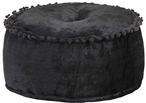 Plumbpyr Pouf Rund Samt Polsterhocker, Anthrazit, 40x20 cm, Viskose, mit Faserf├╝llung