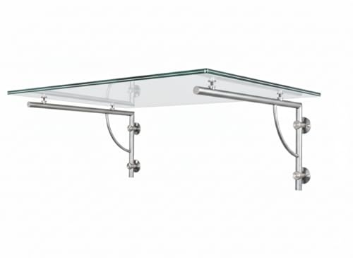 Glaszentrum Hagen - Glasvordach Vordach Pavillion Türvordach Haustürvordach VSG-Glas inkl. Edelstahlhalter (Typ - B, 200x90cm)