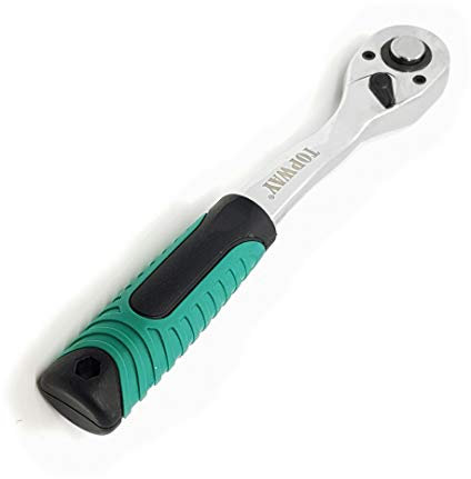TOPWAY Llave de Carraca 3/8, Mango para Llave de Tubo de Liberación Rápida de 72 Dientes, Acero al Cromo Vanadio, Herramienta para Taller de Reparación de Automóviles, 200mm 422907
