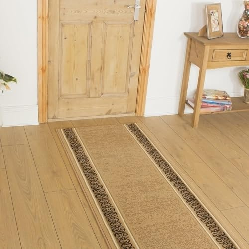 runrug Soft & Luxurious Hallway Runner Rug - Comfortable Carpet for Hall, Kitchen & Corridor - Stain-Resistant, Dirt-Resistant - Multiple Sizes - 60cm x 390cm - 9mm Thick - Tribal, Beige