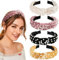 Samt-Stirnbänder mit Knoten, Turban-Haarband, Vintage-Kopfwickel mit Kunstperlen, elastische Haarreifen, modischer Haarschmuck für Damen und Mädchen, Weihnachtsfeier-Dekorationen (4 Farben), 4 Stück