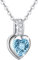 AGVANA Geburtsstein Herz Kette Mit Anhänger 925 Sterling Silber März Synthetisches Aquamarin Halskette Feinen Schmuck Geschenk Für Frauen, Länge: 45cm