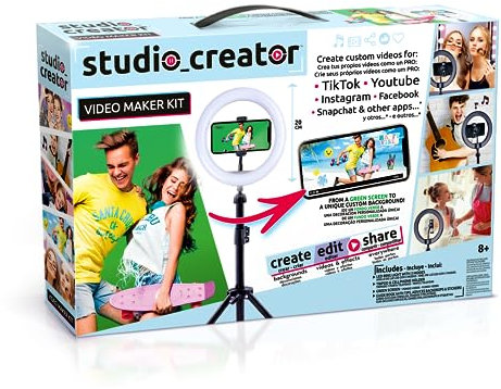 Studio Creator- Video Maker Kit , Selfie licht ringleuchte mit Stativ für Smartphone, Ab 8 Jahren