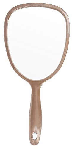 PARSA BEAUTY Handspiegel oval 14,5 x 11,5 cm (Champagner) – Handspiegel mit Griff in ergonomischem Design – praktischer Hand Mirror – Rasierspiegel – Schminkspiegel für Haare Gesichtspflege