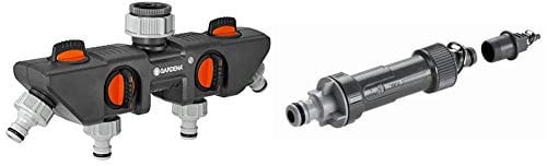 Distributeur 4 Voies de Gardena : Possibilité de Raccorder jusqu'à 4 Appareils au Robinet & Centrale d'Irrigation 1000 de Gardena : Unité de Base pour la Réduction de Pression, 1 000 L/H
