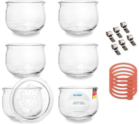 Flaschenbauer - 1/2l Einmachglas 500ml Tulpen-Form - verwendbar als Marmeladenglas, Vorratsglas, Konservenglas 6 Stück