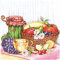 Auswahl Motiv - 20 Servietten / Napkins - ca. 33 x 33 cm 3-lagig - Obstkorb Traube Banane Äpfel Birne Orange - Tisch-Deko Basteln Serviettentechnik
