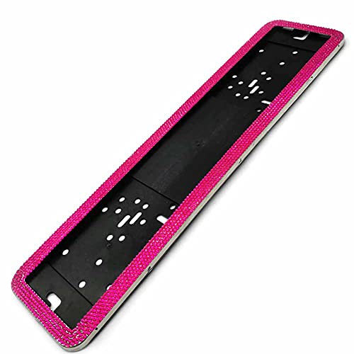 Autokennzeichenrahmen,MoreChioce Edelstahl Kennzeichenhalter Bling Glitzer Kristall Nummernschildhalterung Diamant Nummernschildrahmen Nummernschildhalter,Hell Rosa