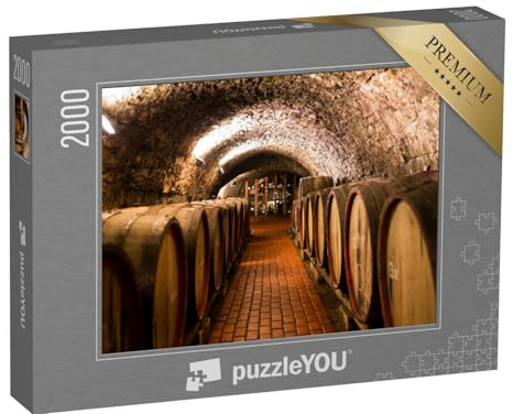 puzzleYOU: Puzzle 2000 Teile „Weinfässer in einem Gewölbe“ – aus der Puzzle-Kollektion Wein, Getränke