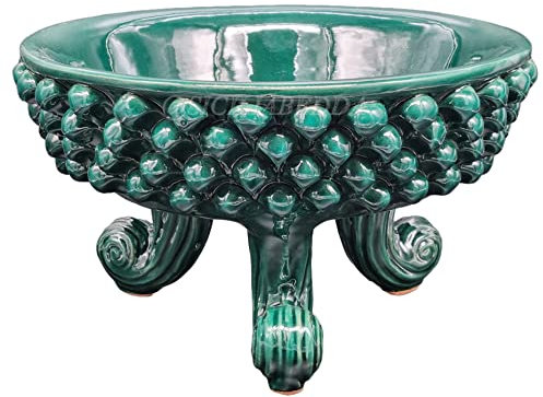 sicilia bedda - Alzata in Ceramica di Caltagirone - Forma PIGNA SICILIANA - Diametro 30 Centimetri (Verde)