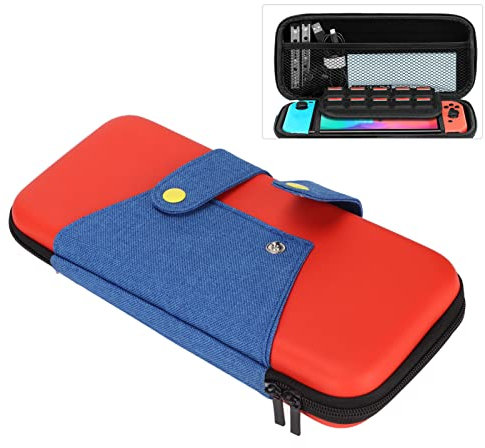 ciciglow Custodia per Il Trasporto per Switch, Doppia Cerniera Portatile Eva Custodia Rigida per Console di Gioco Borsa per Custodia Switch(Rosso & Blu)