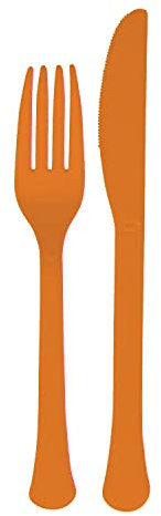 Amscan 9915411-204 - Orange Eco-Friendly Re-usable Dishwasher Safe Mixed Cutlery - 24 Pack