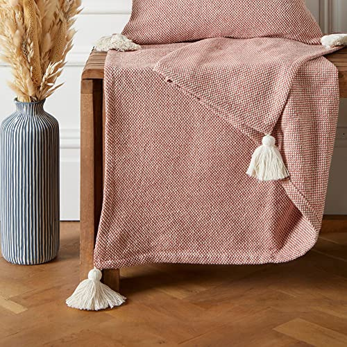 Appletree Loft - Kaidon - 100% Recycled cotton Bedspread - 130cm x 180cm in Paprika