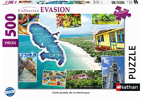 Nathan Puzzle 500 Teile Postkarte Martinique – Erwachsene und Kinder ab 12 Jahren – hochwertiges Puzzle – Kollektion Evasion – 87340
