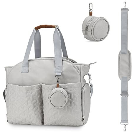 SONARIN Multifuncional Elegante Bolsa de Pañales para Bebés,Gran Capacidad Impermeable Materna Messenger Bolsos Bandolera Bolsa de Viaje para Pañales con Bolsa de Chupete(Gris)