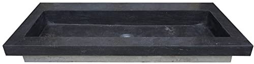 Saqu Waschbecken 120x46x5 cm - ohne Hahnloch Naturstein - Waschbecken für Unterschrank, Waschtisch für Badmöbel Set